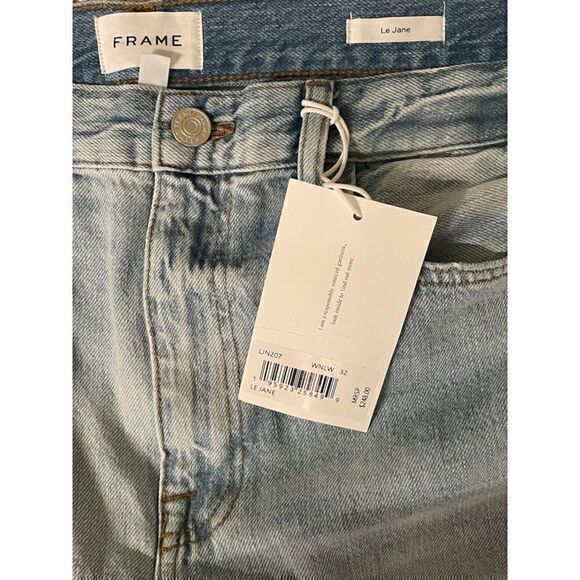 FRAME Revolve Le Jane High Rise Straight Leg Distressed Jeans 32 Winslow - Picture 12 of 12